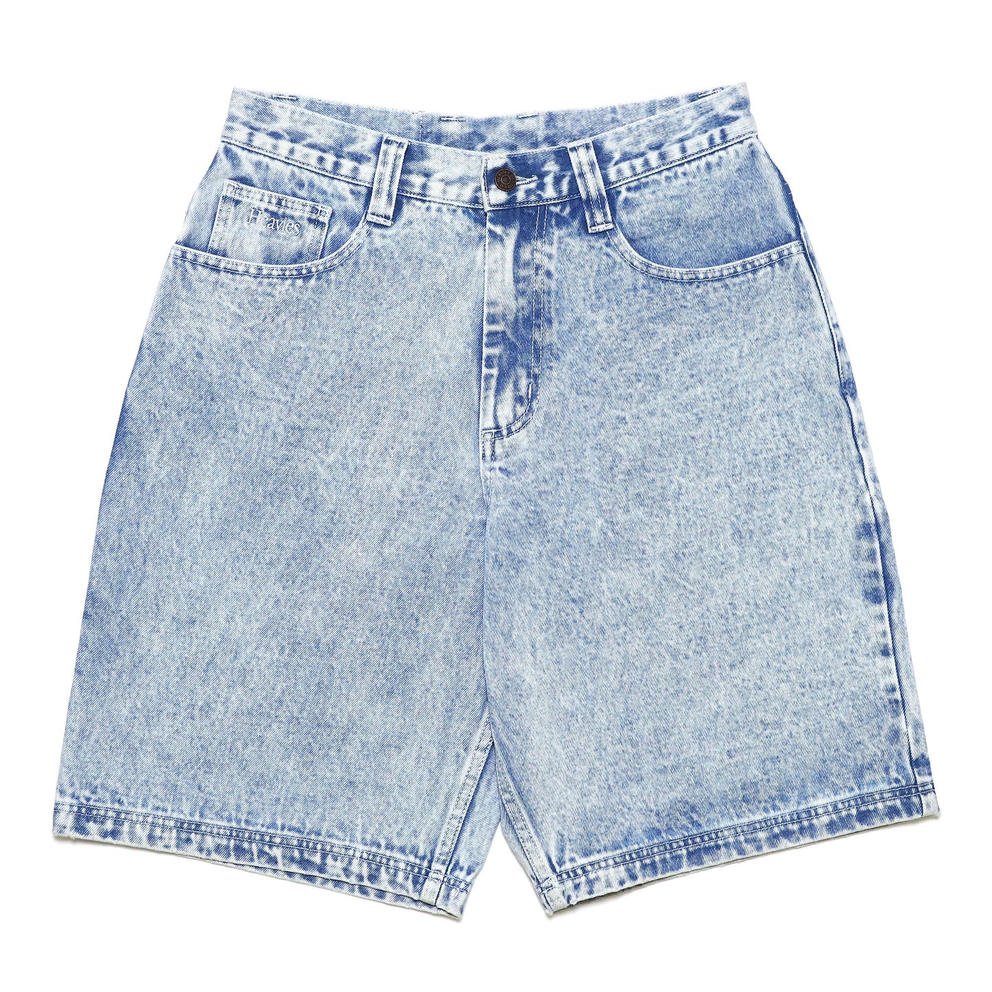 MOTO-BUNKA X HEAVIES - Collaboration Denim Shorts/Chemical Washed Light Blue