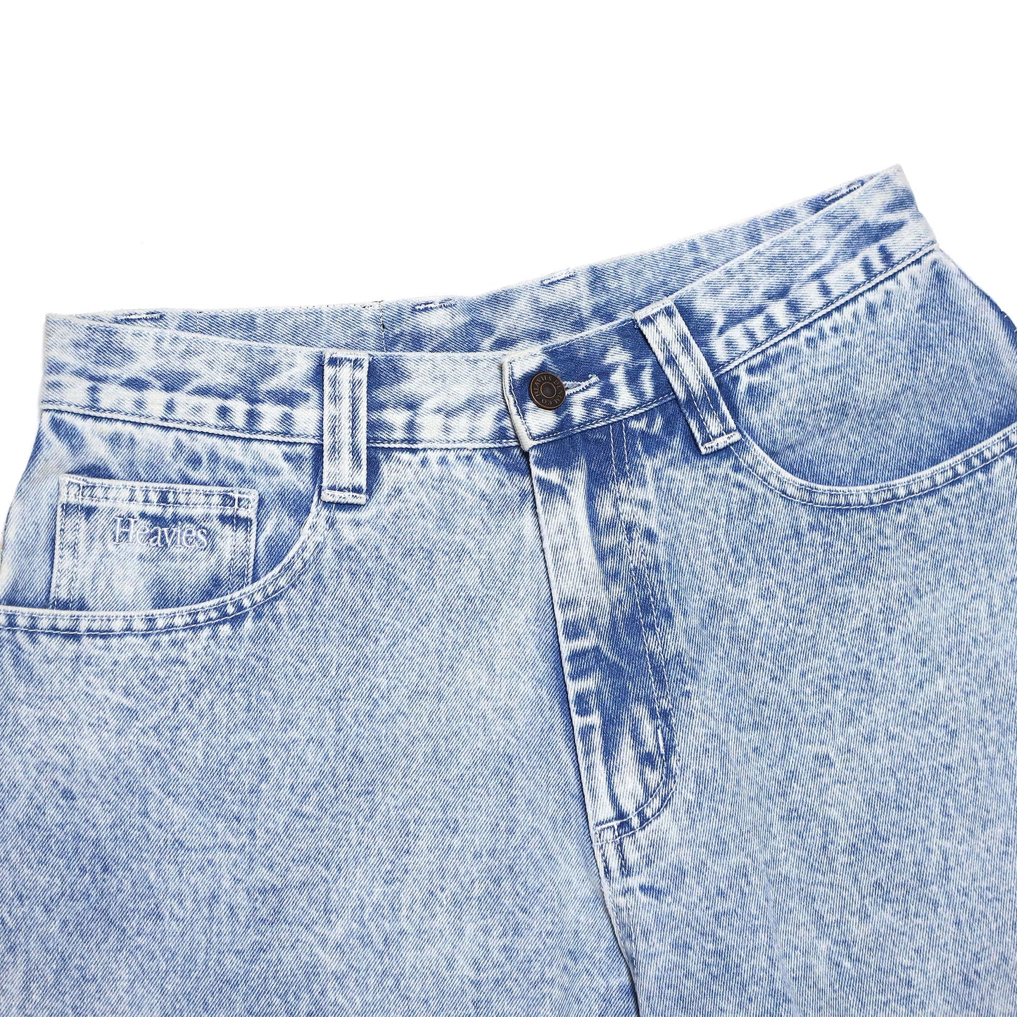 MOTO-BUNKA X HEAVIES - Collaboration Denim Shorts/Chemical Washed Light Blue