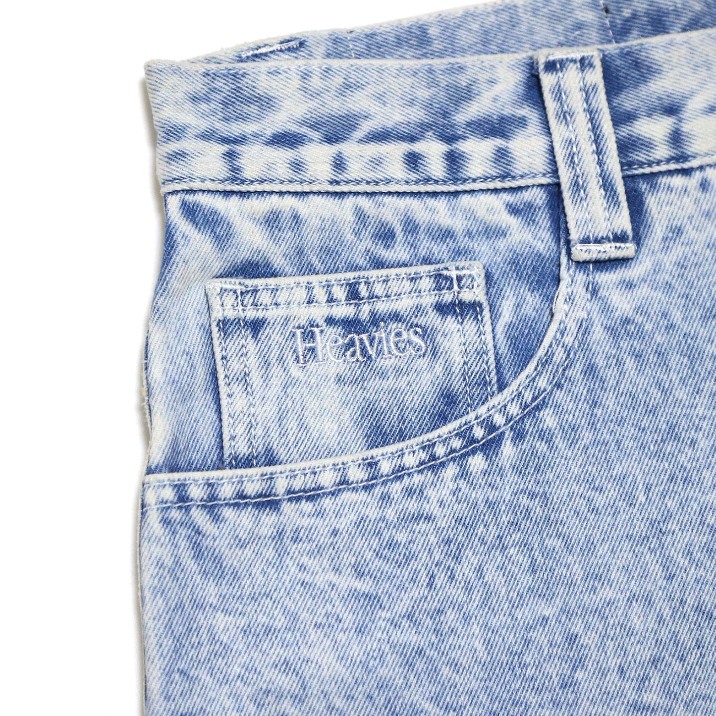 MOTO-BUNKA X HEAVIES - Collaboration Denim Shorts/Chemical Washed Light Blue