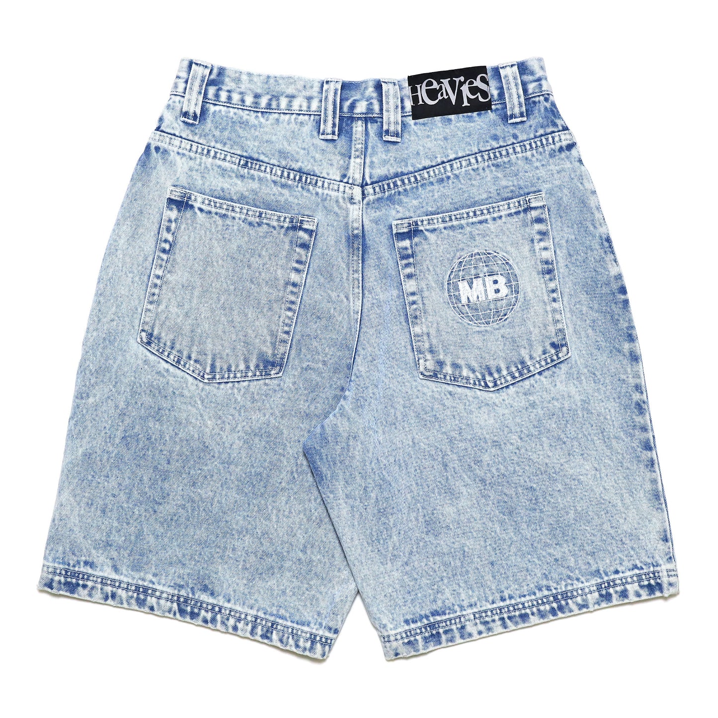 MOTO-BUNKA X HEAVIES - Collaboration Denim Shorts/Chemical Washed Light Blue